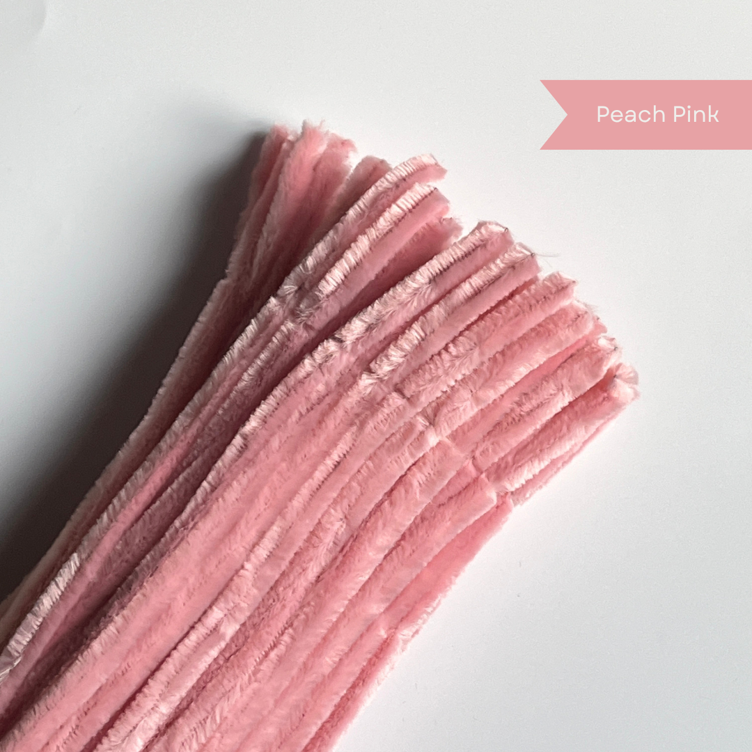 Peach Pink Pipe Cleaners - 100 pcs | 8mm Premium Quality