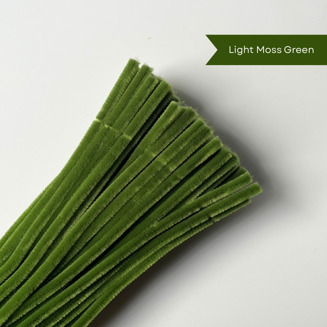 Light Moss Green Pipe Cleaners - 100 pcs | 8mm Premium Quality