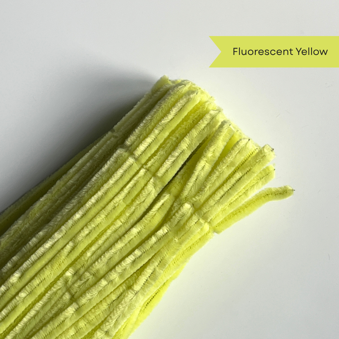 Fluorescent Yellow Pipe Cleaners - 100 pcs | 8mm Premium Quality
