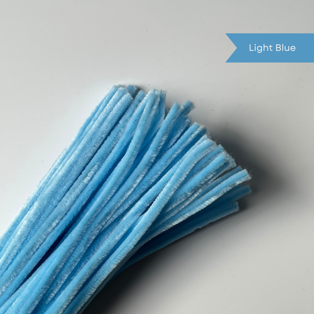 Light Blue Pipe Cleaners - 100 pcs