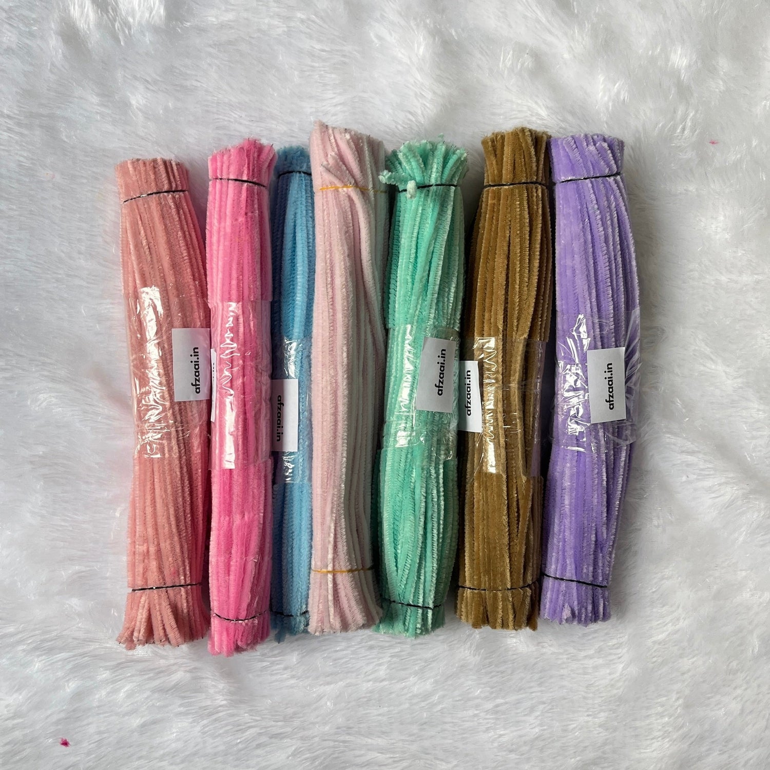 Pastel pipe cleaners in display available at afzaai.in