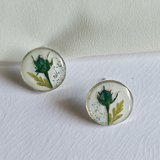 Green Rose Studs