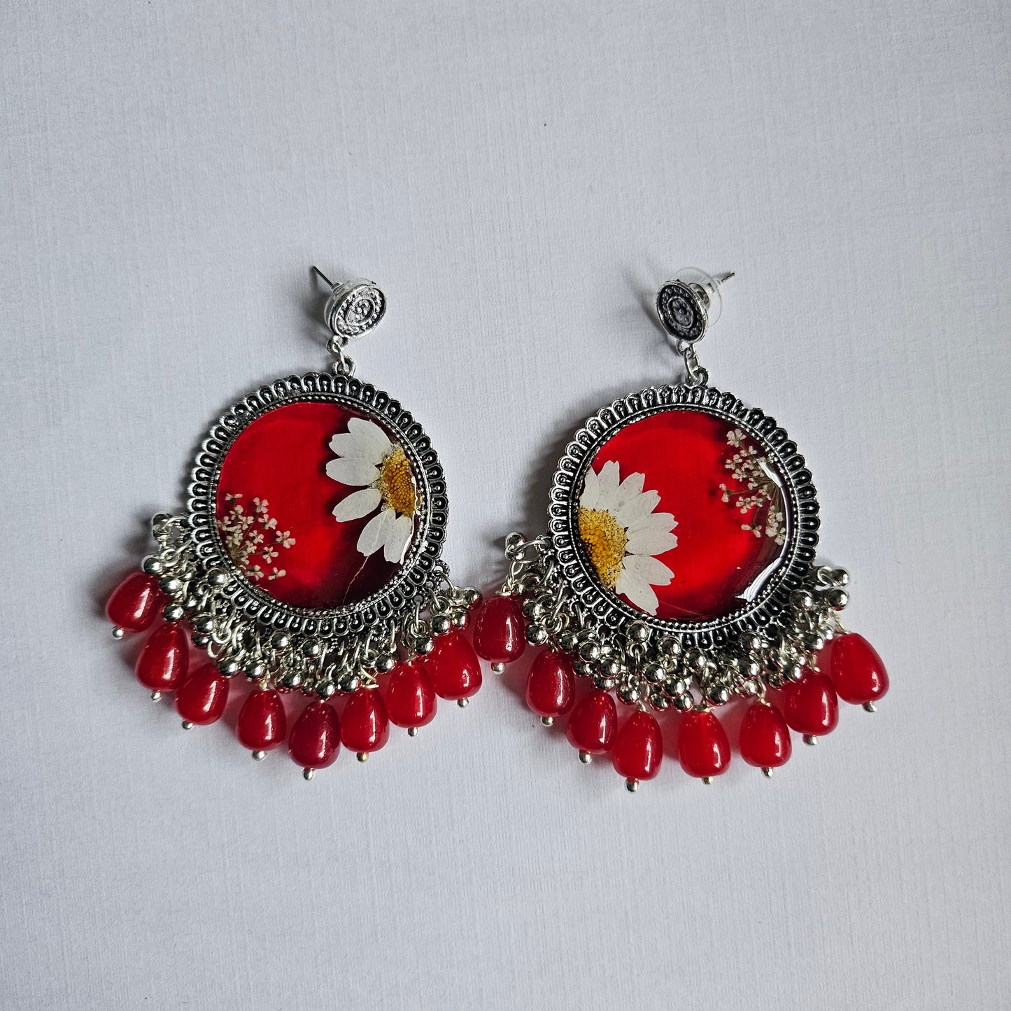 Red Circular Jhumka