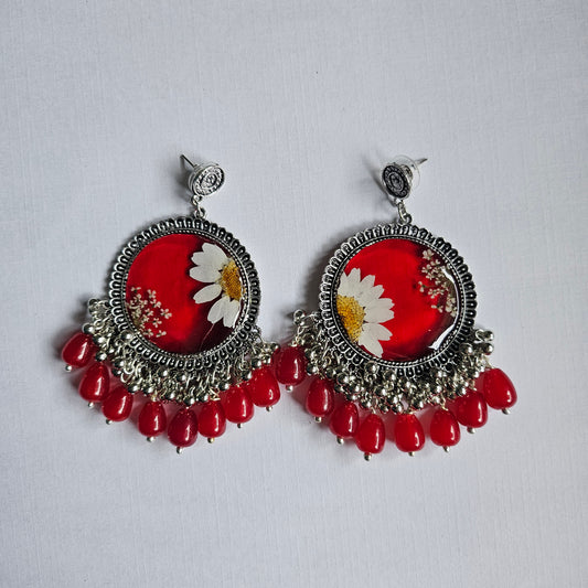 Red Circular Jhumka