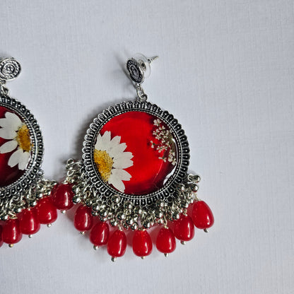 Red Circular Jhumka