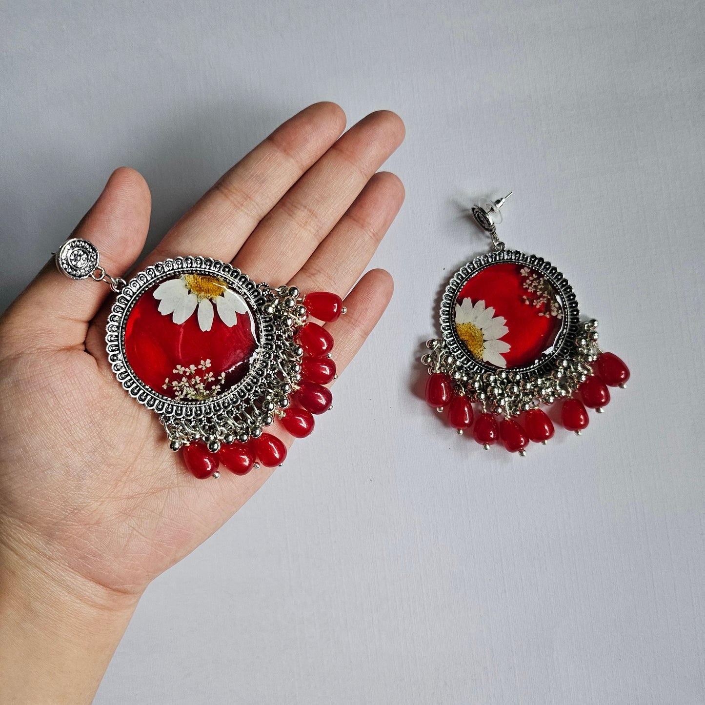 Red Circular Jhumka