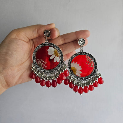 Red Circular Jhumka