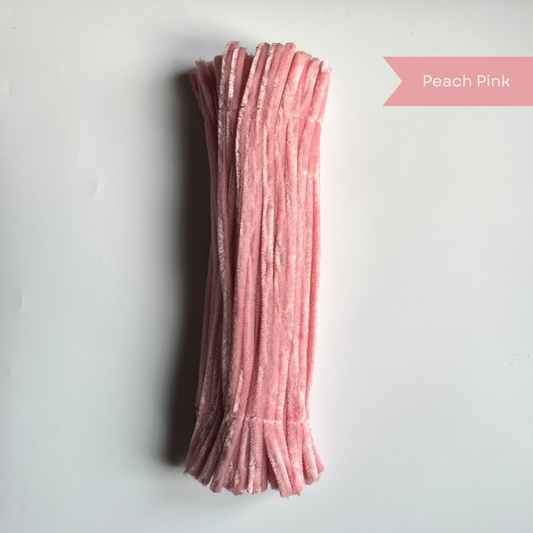 Peach Pink Pipe Cleaners - 100 pcs | 8mm Premium Quality