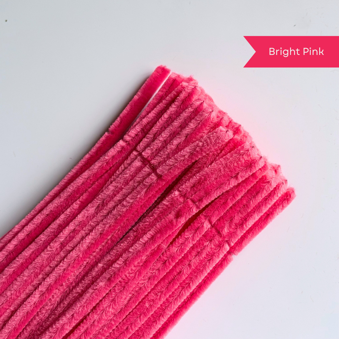 Bright Pink Pipe Cleaners - 100 pcs | 8mm Premium Quality