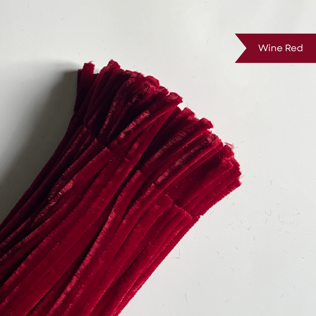 Wine Red Pipe Cleaners - 100 pcs | 8mm Premium Quality