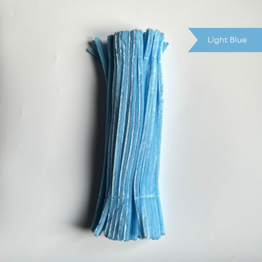 Light Blue Pipe Cleaners - 100 pcs | 8mm Premium Quality