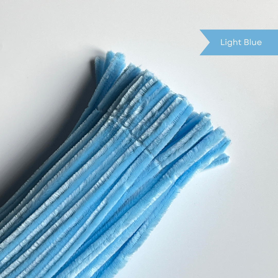 Light Blue Pipe Cleaners - 100 pcs | 8mm Premium Quality