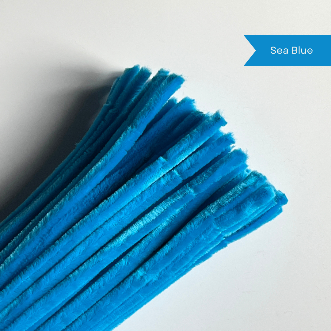 Sea Blue Pipe Cleaners - 100 pcs | 8mm Premium Quality