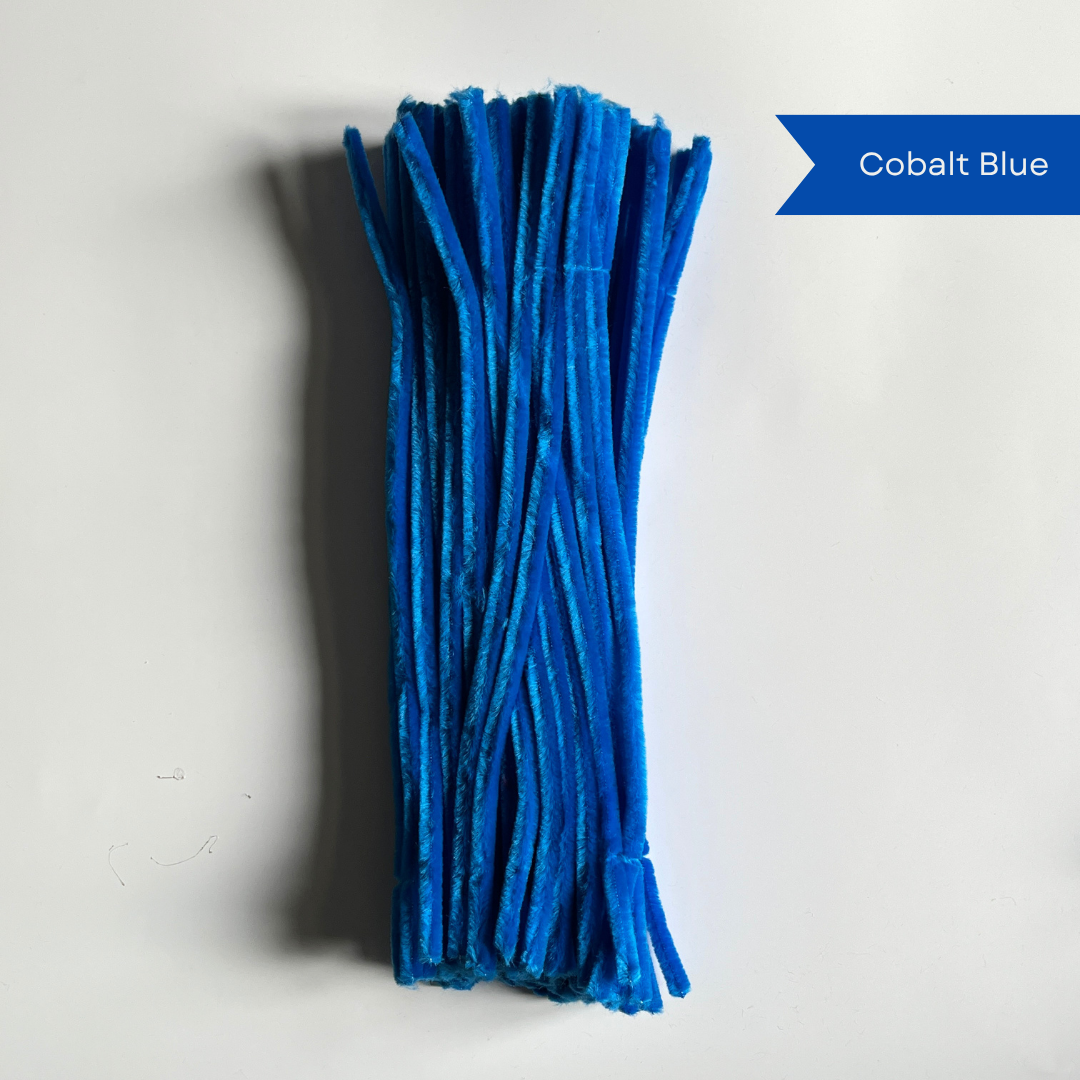 Cobalt Blue Pipe Cleaners - 100 pcs | 8mm Premium Quality