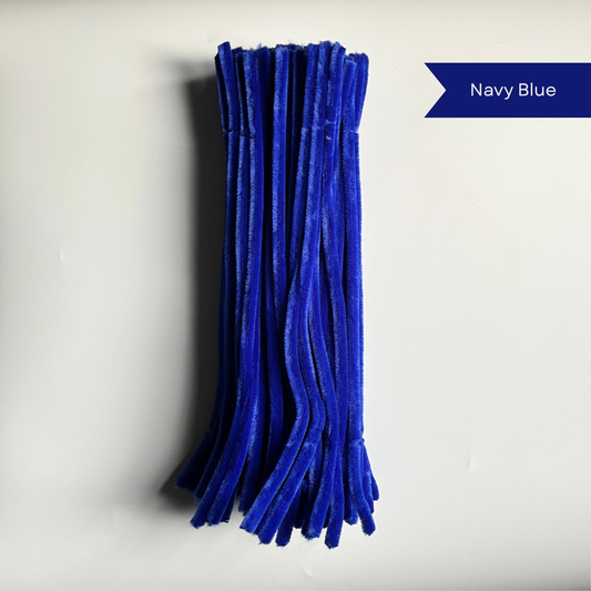 Navy Blue Pipe Cleaners - 100 pcs | 8mm Premium Quality