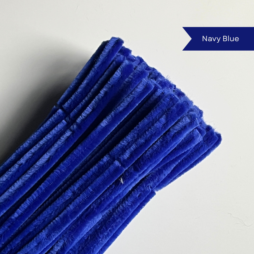 Navy Blue Pipe Cleaners - 100 pcs | 8mm Premium Quality