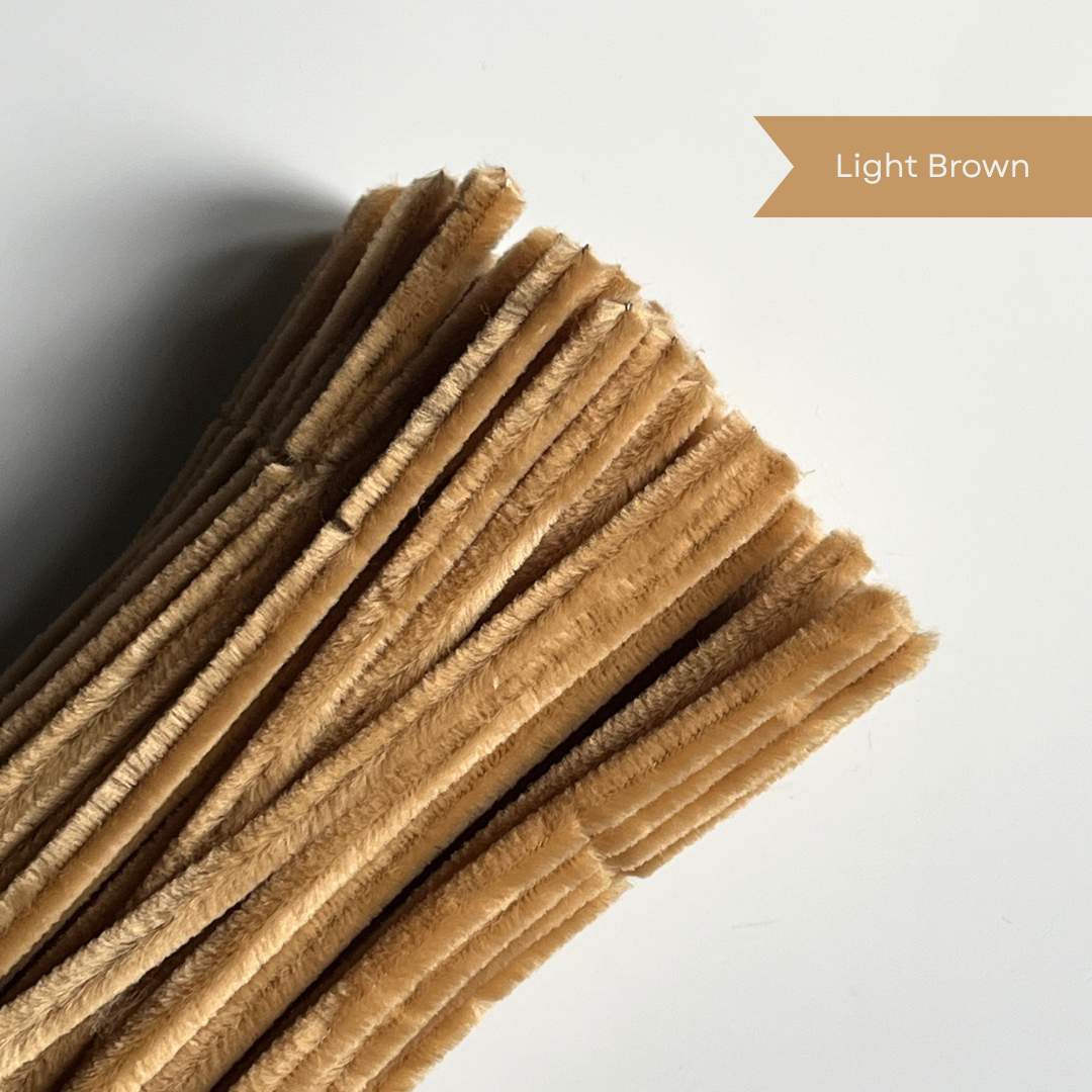 Light Brown Pipe Cleaners - 100 pcs | 8mm Premium Quality
