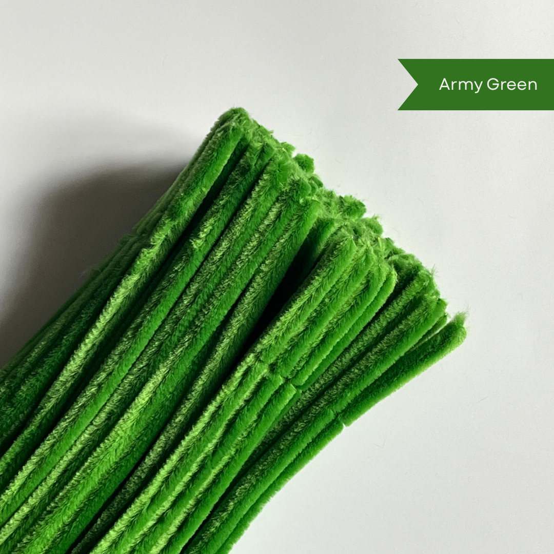 Army Green Pipe Cleaners - 100 pcs | 8mm Premium Quality