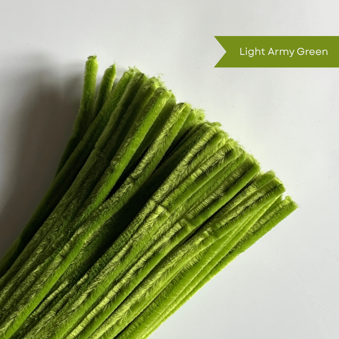 Light Army Green Pipe Cleaners - 100 pcs | 8mm Premium Quality