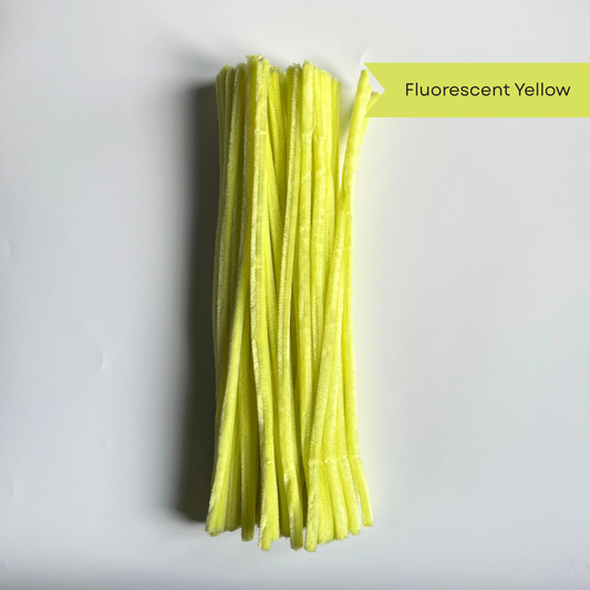 Fluorescent Yellow Pipe Cleaners - 100 pcs | 8mm Premium Quality