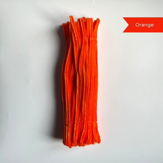 Orange Pipe Cleaners - 100 pcs | 8mm Premium Quality