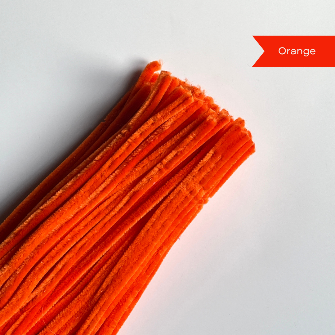 Orange Pipe Cleaners - 100 pcs | 8mm Premium Quality