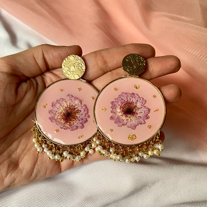 Pink Daisy Ethnic Earrings