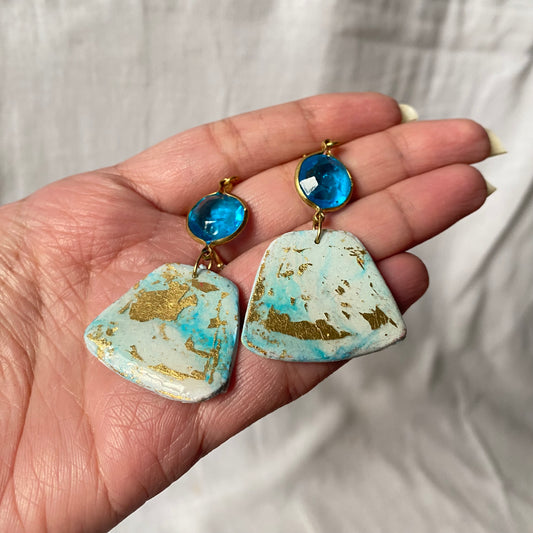 Blue Marble Gem Earrings