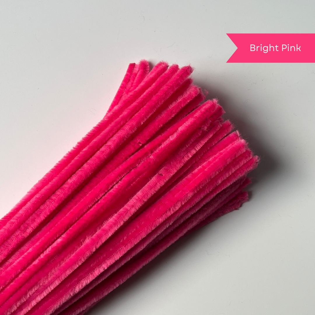Bright Pink Pipe Cleaners - 100 pcs